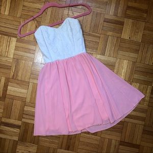 Sweetheart Neckline white peach Strapless Dress